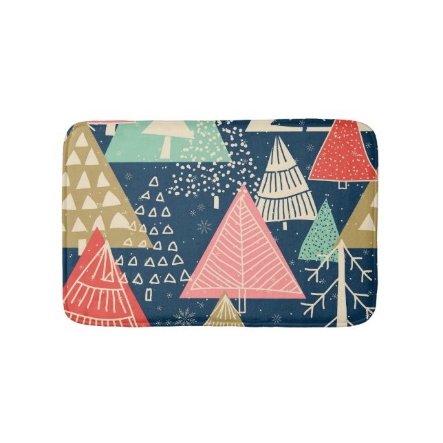Christmas Trees Festive Seamless Illustration. Bath Mat (Front)