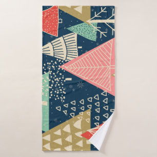Christmas Trees Festive Seamless Illustration. Bath Towel