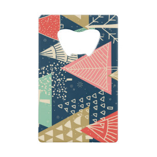 Christmas Trees Festive Seamless Illustration. Credit Card Bottle Opener