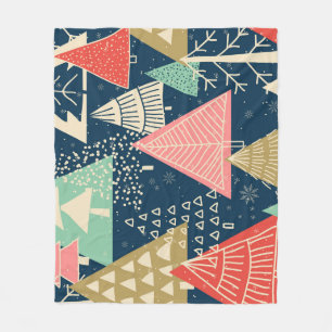 Christmas Trees Festive Seamless Illustration. Fleece Blanket