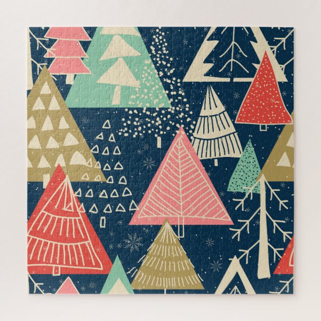 Christmas Trees Festive Seamless Illustration. Jigsaw Puzzle (Vertical)