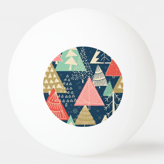 Christmas Trees Festive Seamless Illustration. Ping Pong Ball (Front)