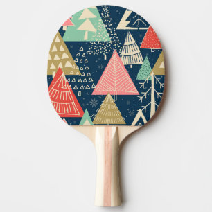 Christmas Trees Festive Seamless Illustration. Ping Pong Paddle