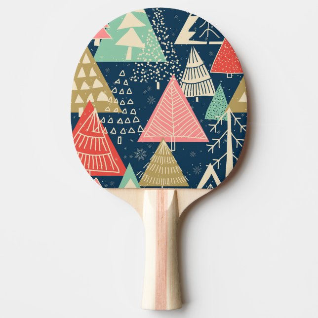 Christmas Trees Festive Seamless Illustration. Ping Pong Paddle (Front)