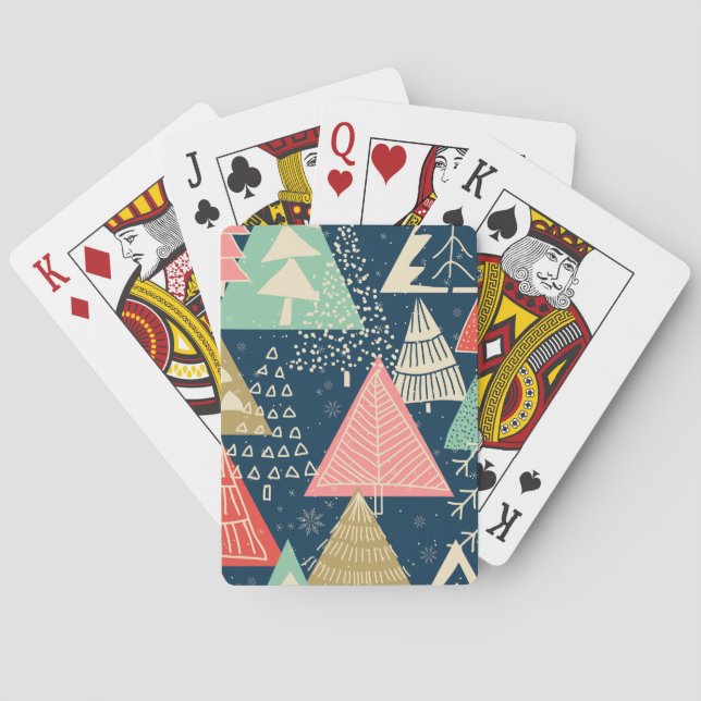 Christmas Trees Festive Seamless Illustration. Playing Cards (Back)