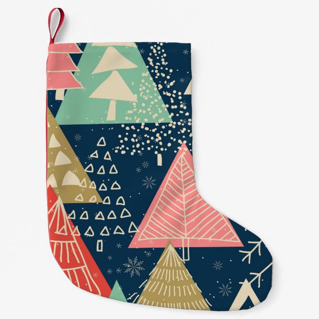 Christmas Trees Festive Seamless Illustration. Small Christmas Stocking (Front)