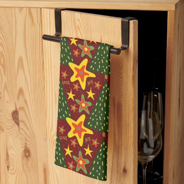 Christmas Trees Fun Festive Cool Christmas Kitchen Towel (Thirds Fold)