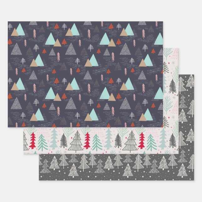Christmas Trees Galore Bundle: Evergreen Wrapping Paper Sheet (Set)