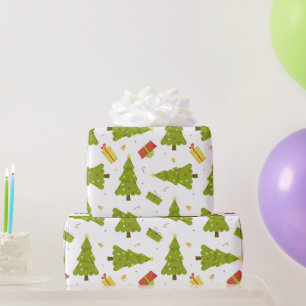 Christmas Trees Gifts Modern Whimsical Cute Winter Wrapping Paper