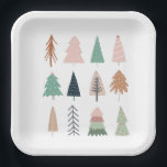 Christmas Trees Girly Collage Paper Plate<br><div class="desc">Fabulous collage of pastel pink,  green and gold Christmas trees designed just for her.</div>