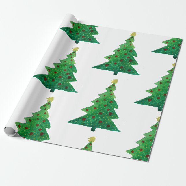 Christmas Trees Glossy Wrapping Paper, 30 in x 6 f Wrapping Paper (Unrolled)