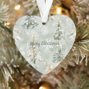 Christmas Trees Gold Bows Snowflakes Ornament