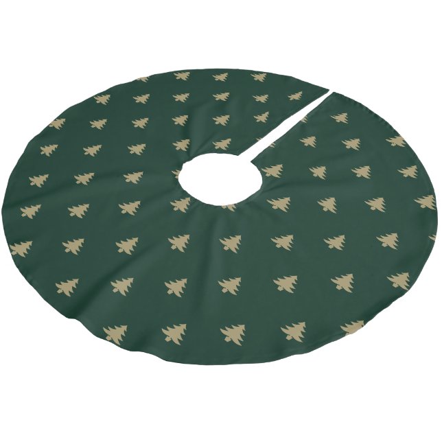 Christmas Trees gold dark pine green pattern cute  Brushed Polyester Tree Skirt (Angled)