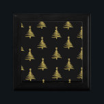 Christmas Trees Gold on Black Gift Box<br><div class="desc">Thank You for visiting The Holiday Christmas Shop! You are viewing The Lee Hiller Designs Holiday Collection of Home and Office Decor,  Apparel,  Gifts,  Collectibles and more. The Designs include Lee Hiller Photography in Hand Drawn Mixed Media and  Digital Art Collection.</div>