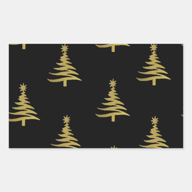 Christmas Trees Gold on Black Sticker (Front)