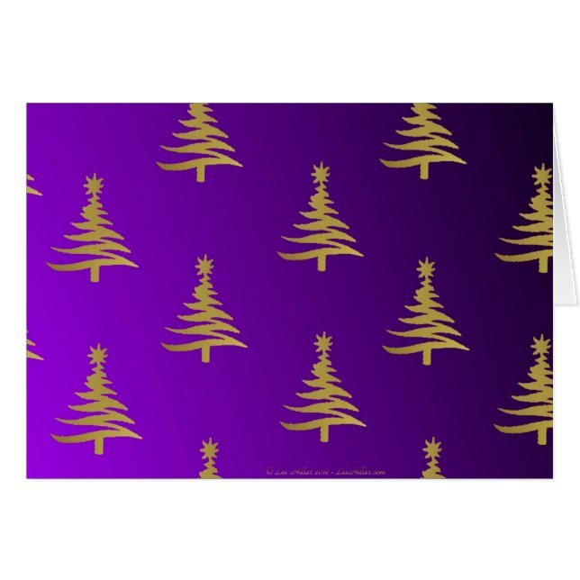 Christmas Trees Gold on Purple (Front Horizontal)