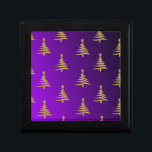 Christmas Trees Gold on Purple Gift Box<br><div class="desc">Thank You for visiting The Holiday Christmas Shop! You are viewing The Lee Hiller Designs Holiday Collection of Home and Office Decor,  Apparel,  Gifts,  Collectibles and more. The Designs include Lee Hiller Photography in Hand Drawn Mixed Media and  Digital Art Collection.</div>