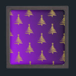 Christmas Trees Gold on Purple Keepsake Box<br><div class="desc">Thank You for visiting The Holiday Christmas Shop! You are viewing The Lee Hiller Designs Holiday Collection of Home and Office Decor,  Apparel,  Gifts,  Collectibles and more. The Designs include Lee Hiller Photography in Hand Drawn Mixed Media and  Digital Art Collection.</div>