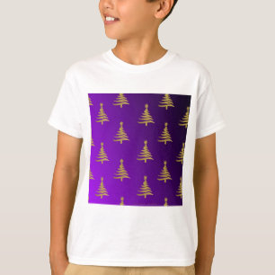 Christmas Trees Gold on Purple T-Shirt