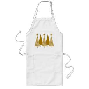 Christmas Trees - Gold Ribbon Long Apron