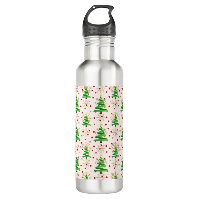 Christmas Trees & Gold Snowflakes 710 Ml Water Bottle (Front)