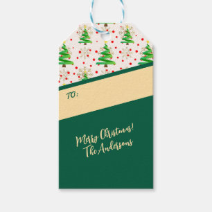 Christmas Trees & Gold Snowflakes Gift Tags