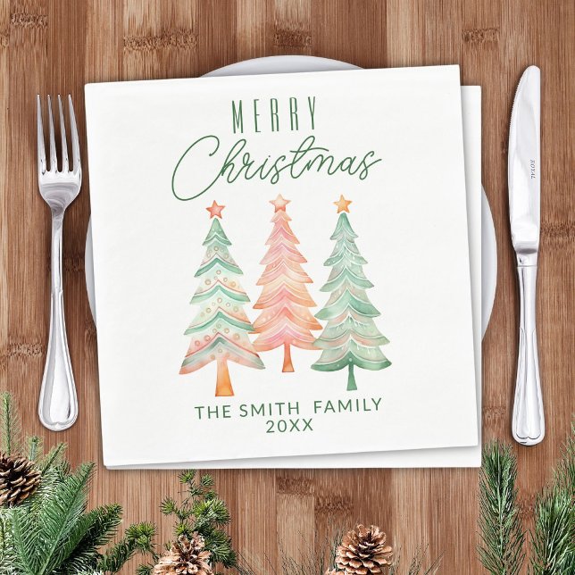 Christmas Trees Green Party Napkin (Creator Uploaded)