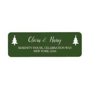 Christmas Trees Green White Return Address Labels