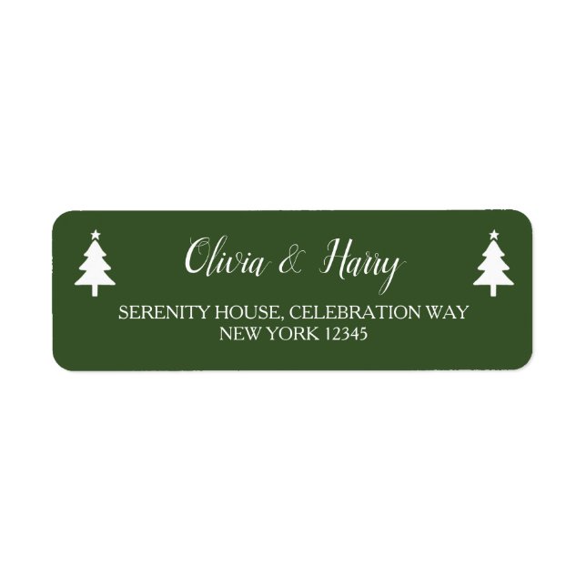 Christmas Trees Green White Return Address Labels (Front)