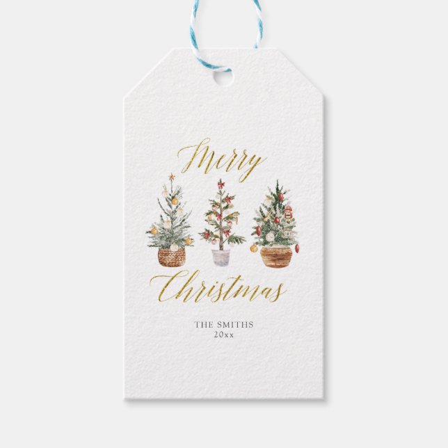 Christmas Trees Happy Holidays Gift Tags (Front)