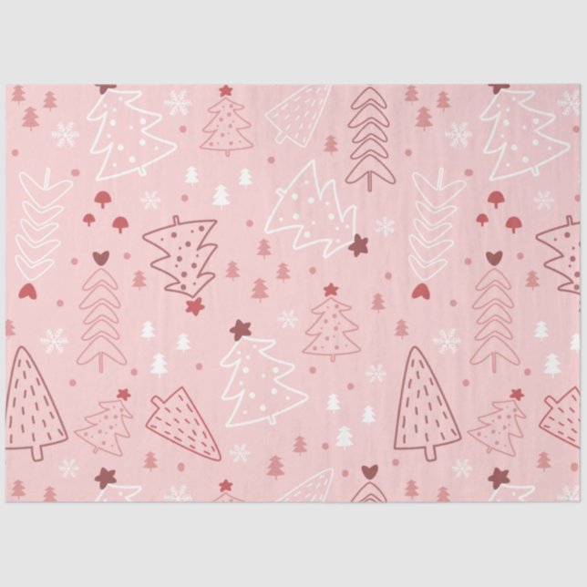Christmas Trees Hearts Stars Christmas Tissue Paper (Front)