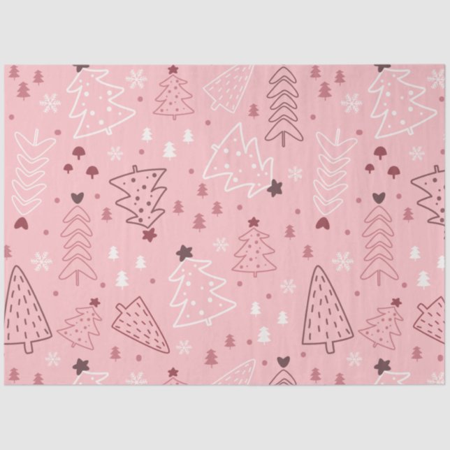 Christmas Trees Hearts Stars Christmas Tissue Paper (Front)
