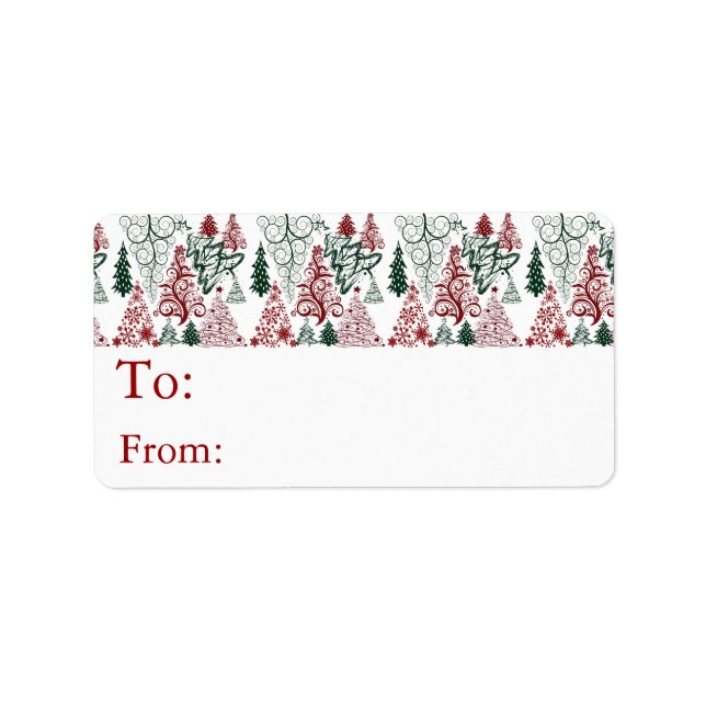 Christmas Trees Holiday Gift Tags Labels (Front)