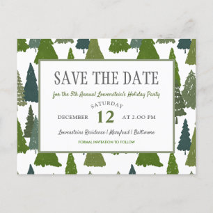 Christmas Trees   Holiday Party Save The Date  Announcement Postcard