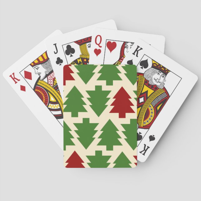 Christmas Trees Holiday Pattern Playing Cards (Back)