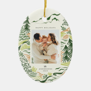 Christmas trees illustation holiday photo ceramic ornament