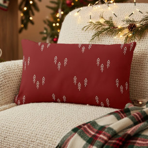 Christmas Trees in red and white Lumbar Pillow
