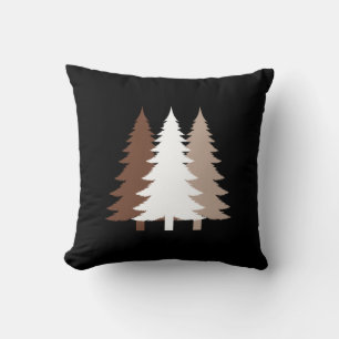 Christmas Trees In White & Chocolate Brown Tones Throw Pillow