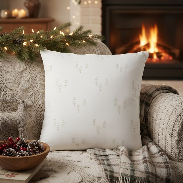 Christmas Trees in white Throw Pillow (christmas pillow)