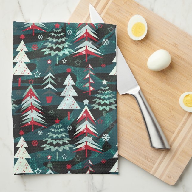 Christmas trees.  kitchen towel (Quarter Fold)