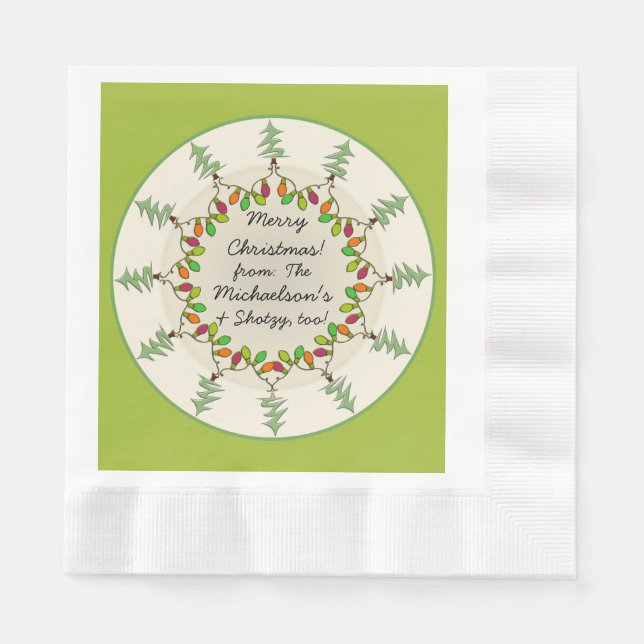 Christmas Trees & Lights (Personalized Gift Plate) Napkin (Front)