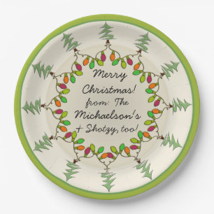 Christmas Trees & Lights (Personalized Gift Plate) Paper Plate