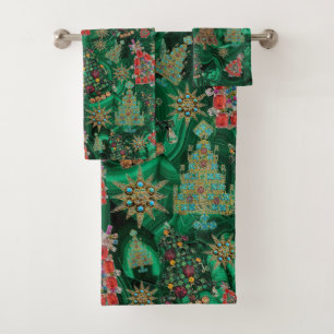 Christmas Trees Malachite Holiday Towel