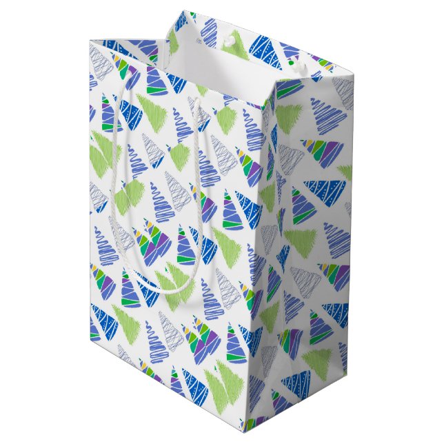 Christmas Trees Medium Gift Bag (Back Angled)