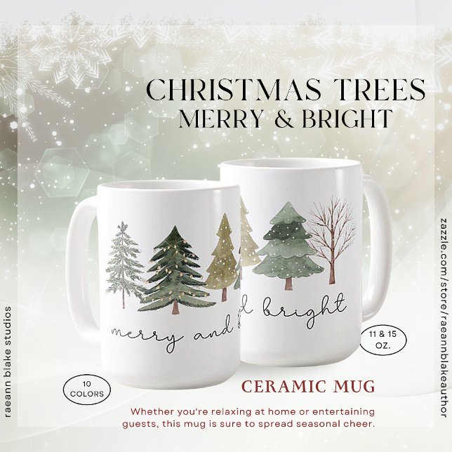Christmas Trees Merry & Bright Ceramig Mug (Creator Uploaded)