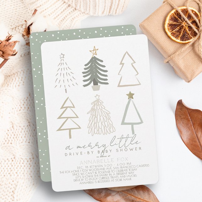 Christmas Trees Merry Little Drive-by Baby Shower Invitation (Creator Uploaded)