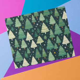 Christmas Trees Modern Sage Green Pattern Gift Wrapping Paper