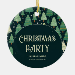 Christmas Trees Modern Sage Green Pattern Party Ceramic Ornament