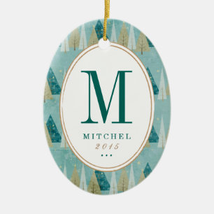 Christmas Trees Monogram Photo Ornament