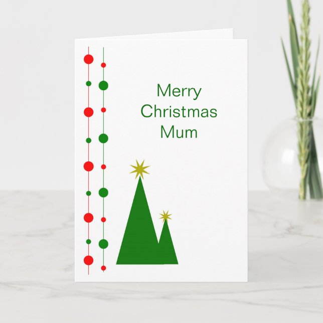 Christmas Trees Mother Christmas Holiday Card (Front)